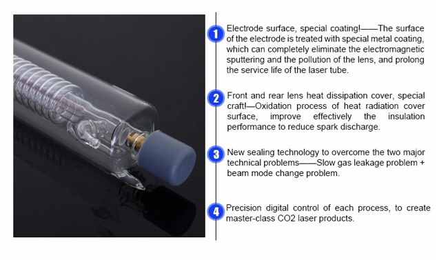 EFR ZN/ZS1650 130W CO2 Sealed Laser Tube for Laser Engraving Machine, 10000hr Uselife